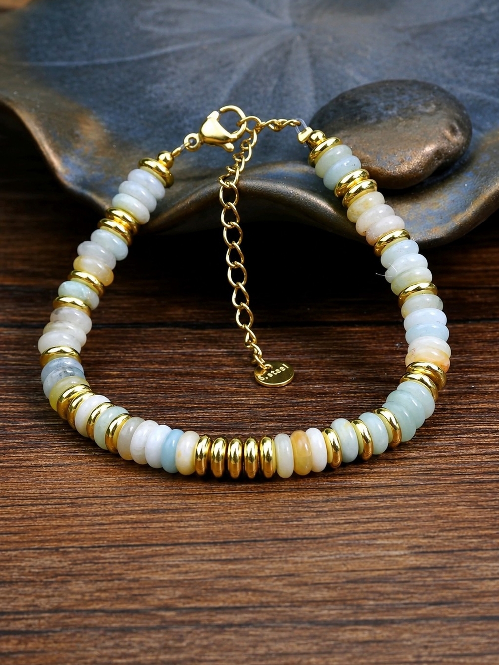 Gold-Accented Multicolor Beaded Bracelet - Women Jewelry - Picture 4 of 5